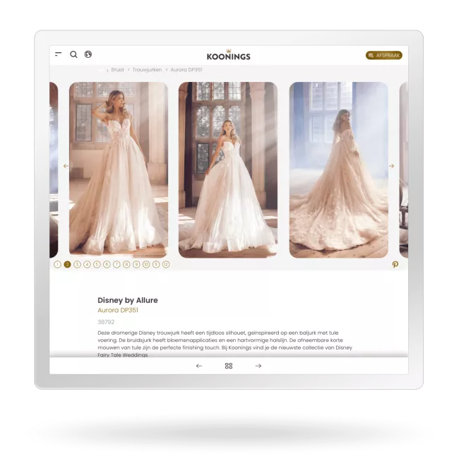 Koonings website bruidscollectie pagina